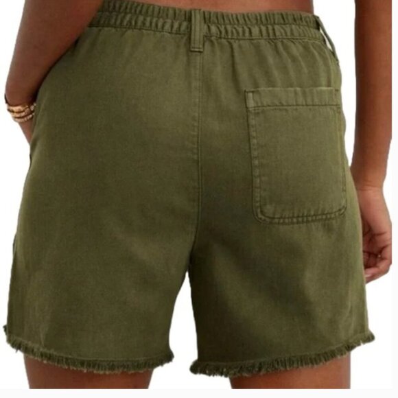Aerie Women's XXS Adventure Shorts High Rise Linen Blend Raw Hem Boho Tan Khaki - Picture 14 of 14